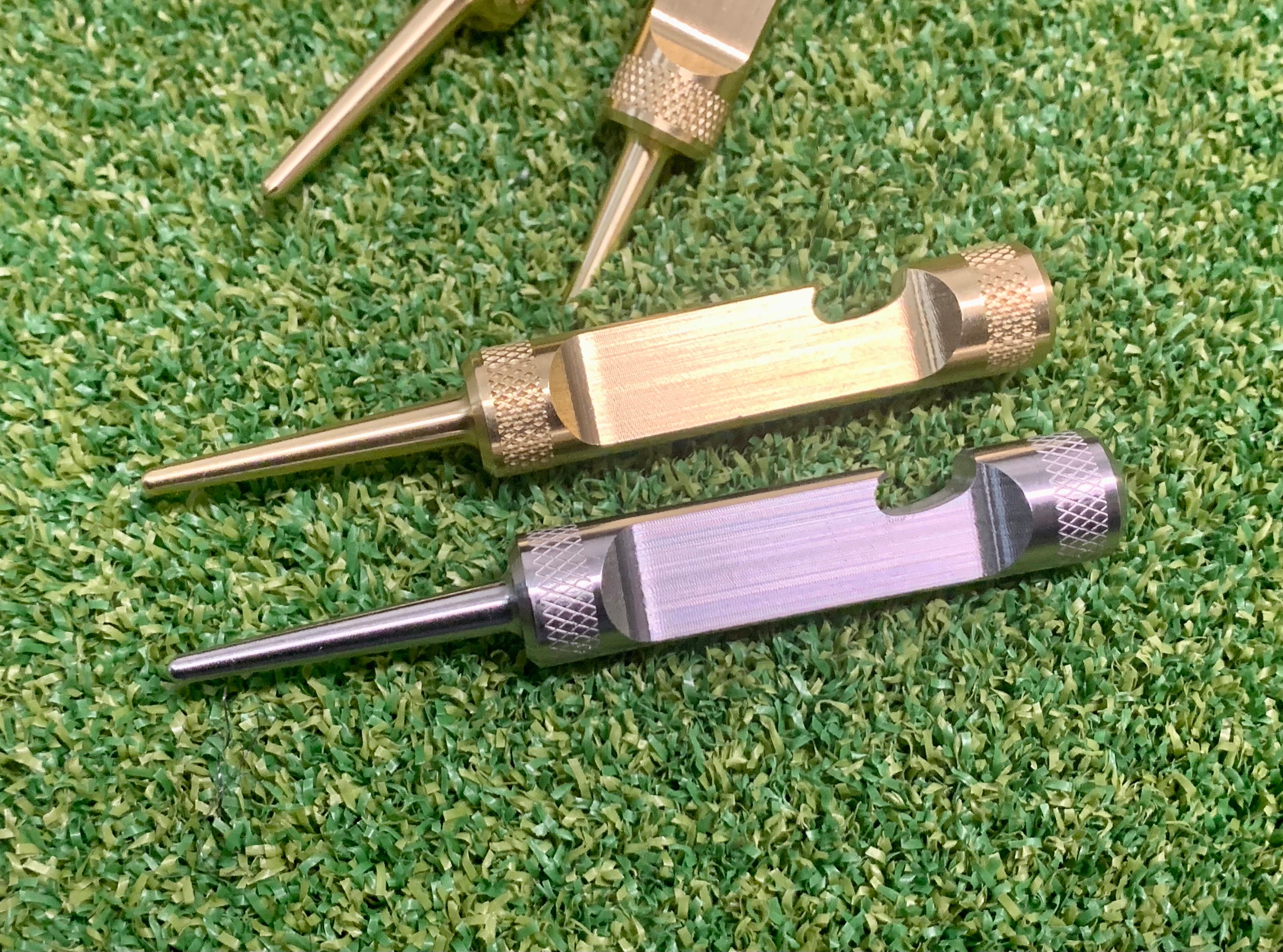 Brass or Stainless Steel CNC Milled Single Prong Pitch Mark/Divot Tool! Bottle Opener!