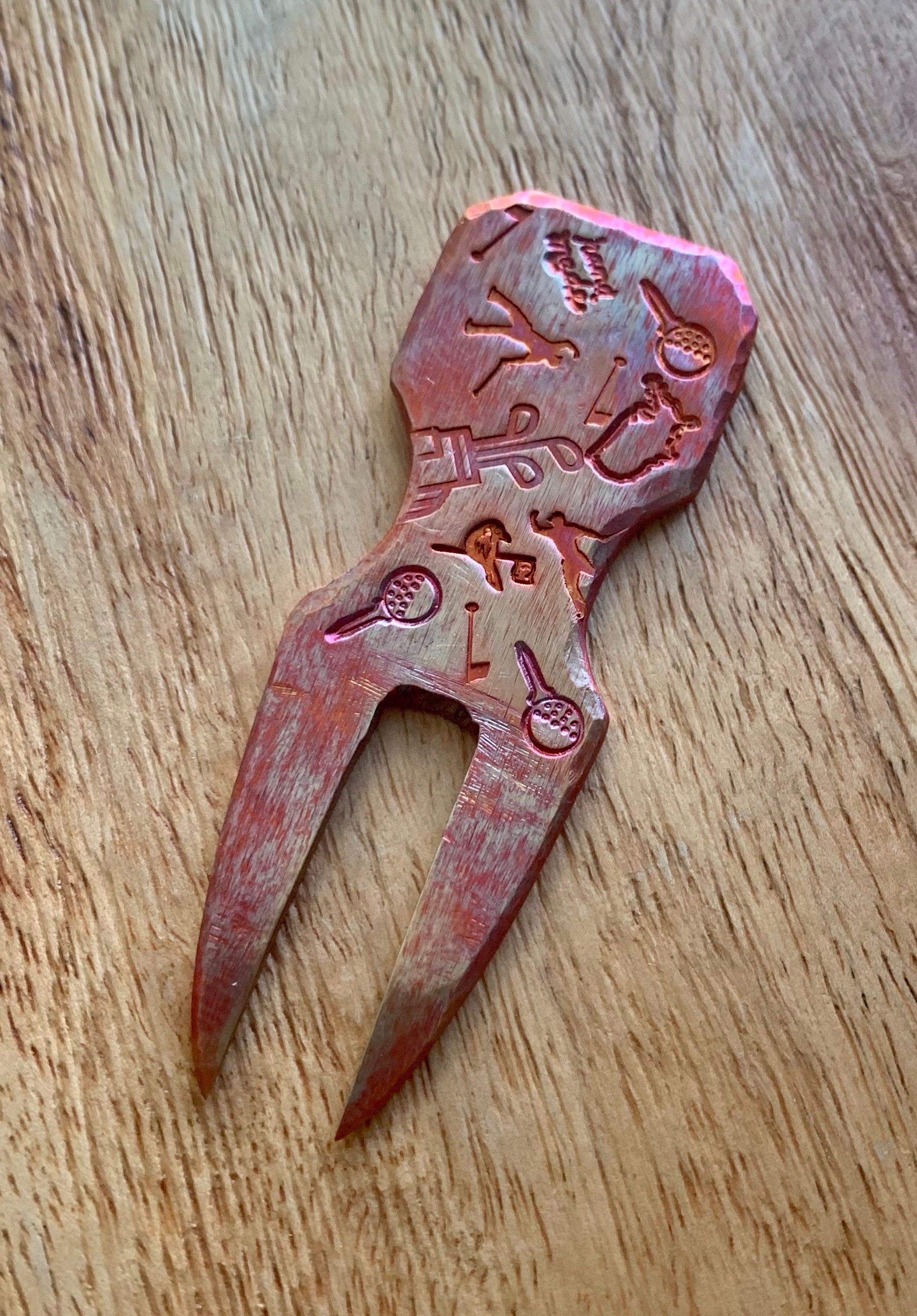 Hammered Copper Two Prong Divot Tool small Hand Ground and Etsy