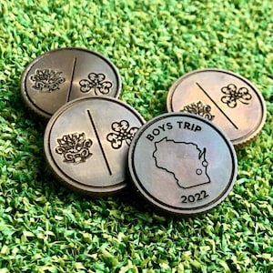 1&quot; Diameter Solid brass CNC milled Ball Marker - Laser engraved! **CUSTOM ORDER**-- Coin - 1 Inch