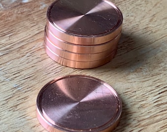 1 "Kupfer Rondelle - CNC gefräst - Glatte Kante - Stempeln oder Lasergravur