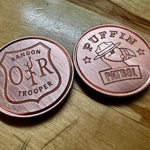 1.25&quot; Solid Copper CNC milled Ball Marker - Laser engraved! **CUSTOM ORDER** -- Coin - 1 1/4&quot;