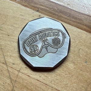 1.25&quot; Stainless Steel Ball Marker - Laser engraved! **CUSTOM ORDER** CNC milled faceted edge -- Coin