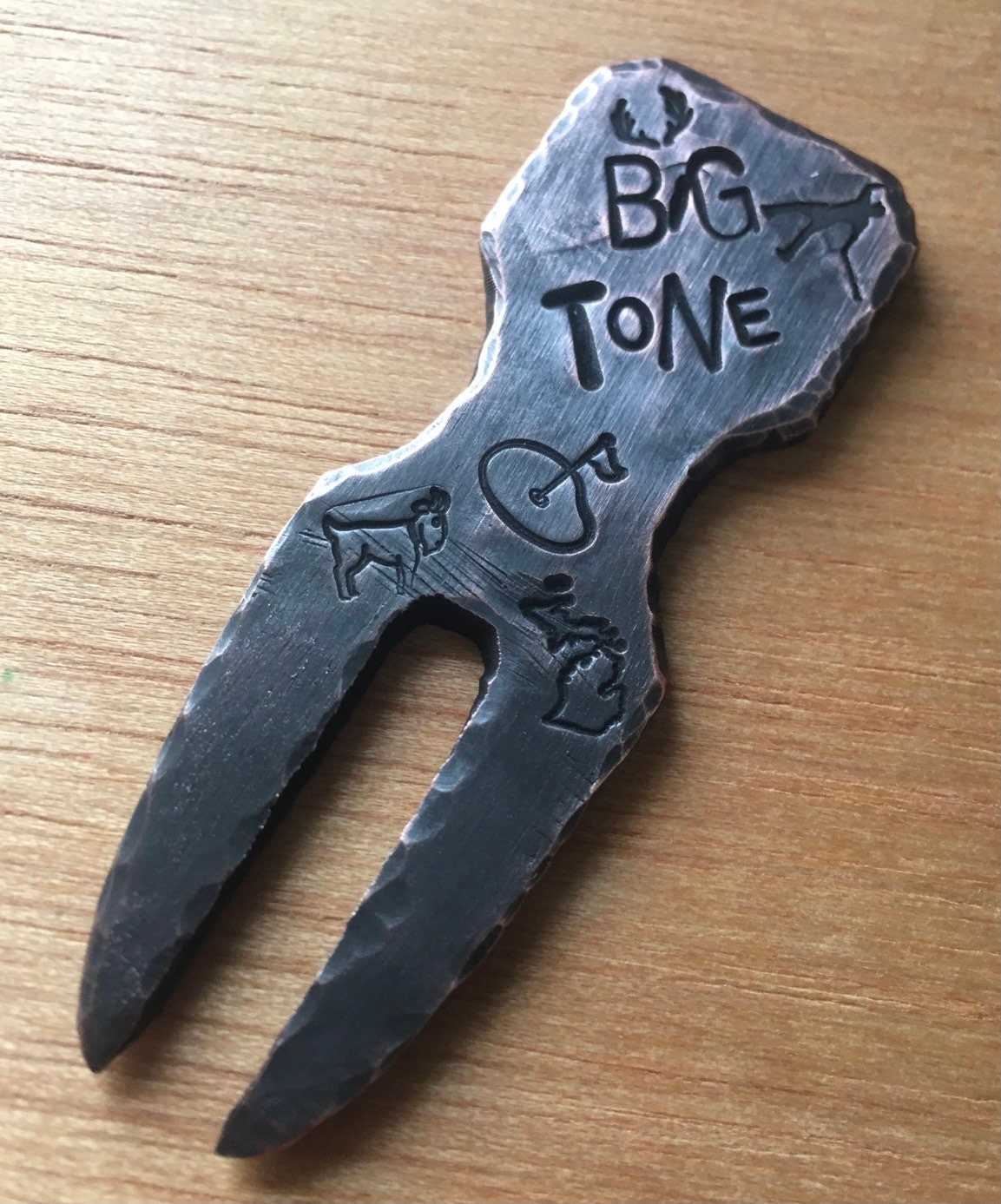 Hammered Copper Two Prong Divot Tool small Hand Ground and Etsy