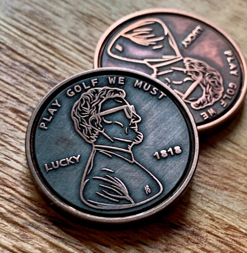 Lucky Penny/cool Abe Golf Ball Marker 1 Aged COPPER Etsy