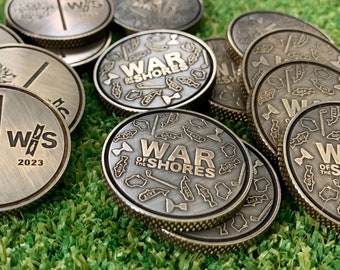 Laser engraved! **CUSTOM ORDER** Solid Brass, Copper, Stainless Steel CNC milled Ball Marker -- Coin - 1.25"