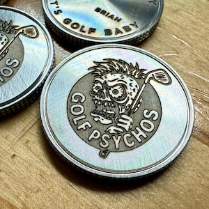 1.25&quot; Stainless Steel Ball marker - Laser engraved!  **CUSTOM ORDER** -- Coin - 1 1/4&quot;