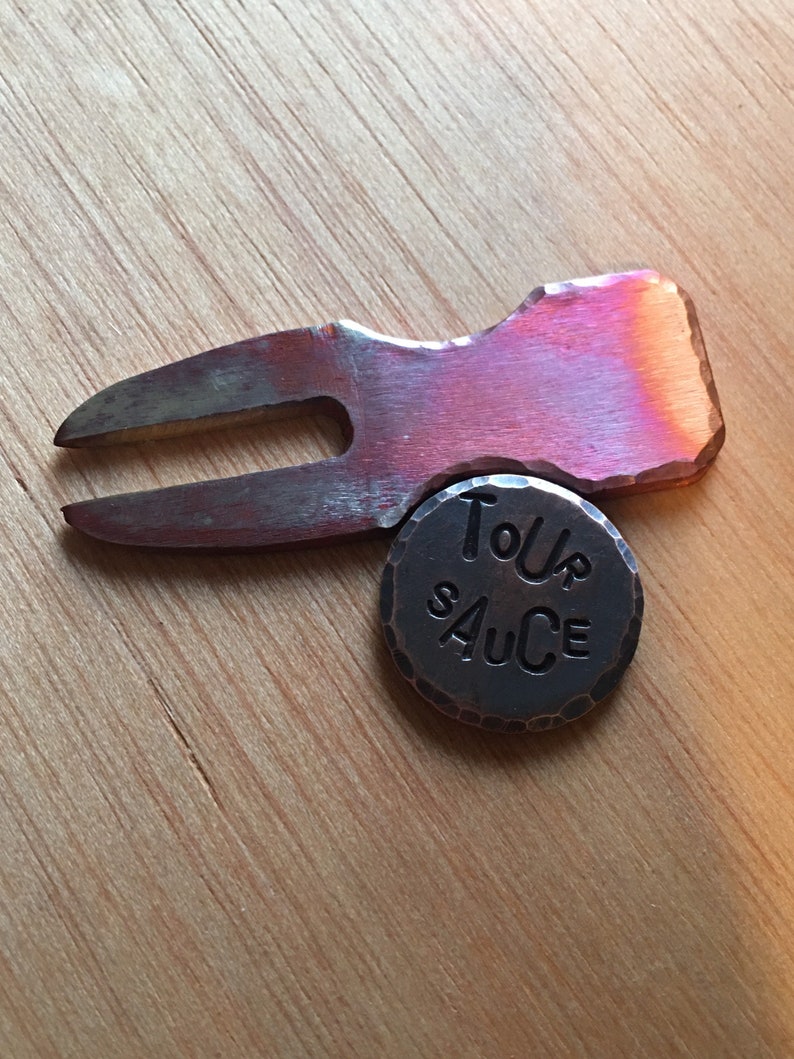 Hammered Copper Two Prong Divot Tool small Hand Ground and Etsy