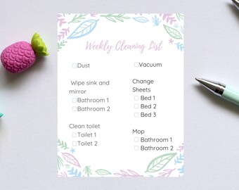 weekly cleaning list etsy weekly cleaning list