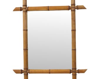 Franse Houten Spiegel Faux Bamboe Chinoiserie 57x47cm