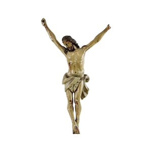 Jezus Corpus Hout Polychroom Antiek Christi 18de Eeuw Sculptuur Beeld 33cm
