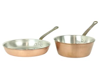 Set vintage Professionele Pannen Sauspan Braadpan Koper Unicorn