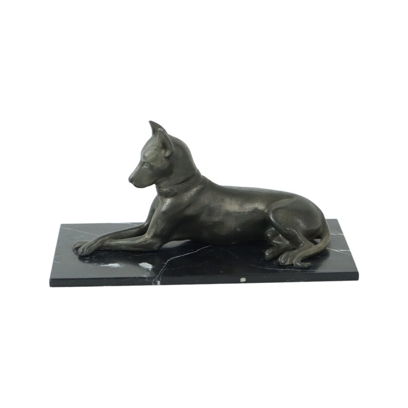 Art Deco Doberman Beeldje Sculptuur op Zwarte Marmeren Basis Etsy België