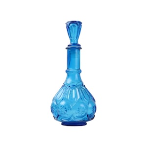 Vintage Karaf Kobalt BLauw Glas LE Smith Glass Co Maan Sterren Sixties VS 32cm