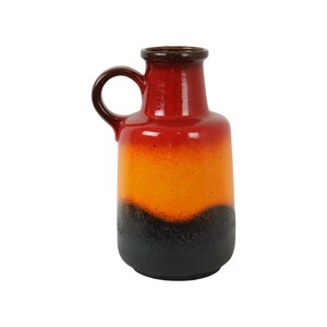 Fat Lava West Germany Vaas Aardewerk Scheurich Oranje Rood Zwart 408-40