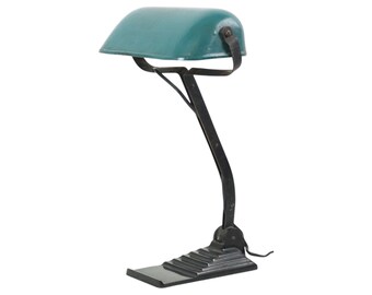 Art Deco Bureaulamp Notarislamp Erpe Model 52 Bauhaus Groen Emaille