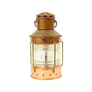 Kleine Scheepslamp Ankerlicht Nautisch Olielamp Rood Koper 23 cm