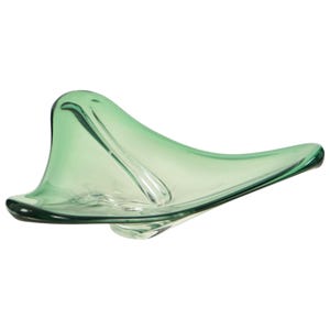 Vintage Groene Kristallen Schaal Val Saint Lambert Jaren 60