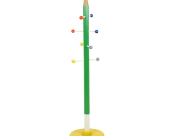 Vintage Multicolored Wooden Pencil Bookshelf in the Style of