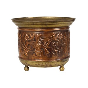 Vintage Koperen Bloempot Cache Pot Repoussé Fifties