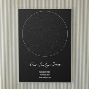 Stampa personalizzata della mappa stellare, regalo di anniversario, regalo personalizzato, stampa del cielo notturno, poster della mappa stellare, regalo di nozze, stampa della costellazione