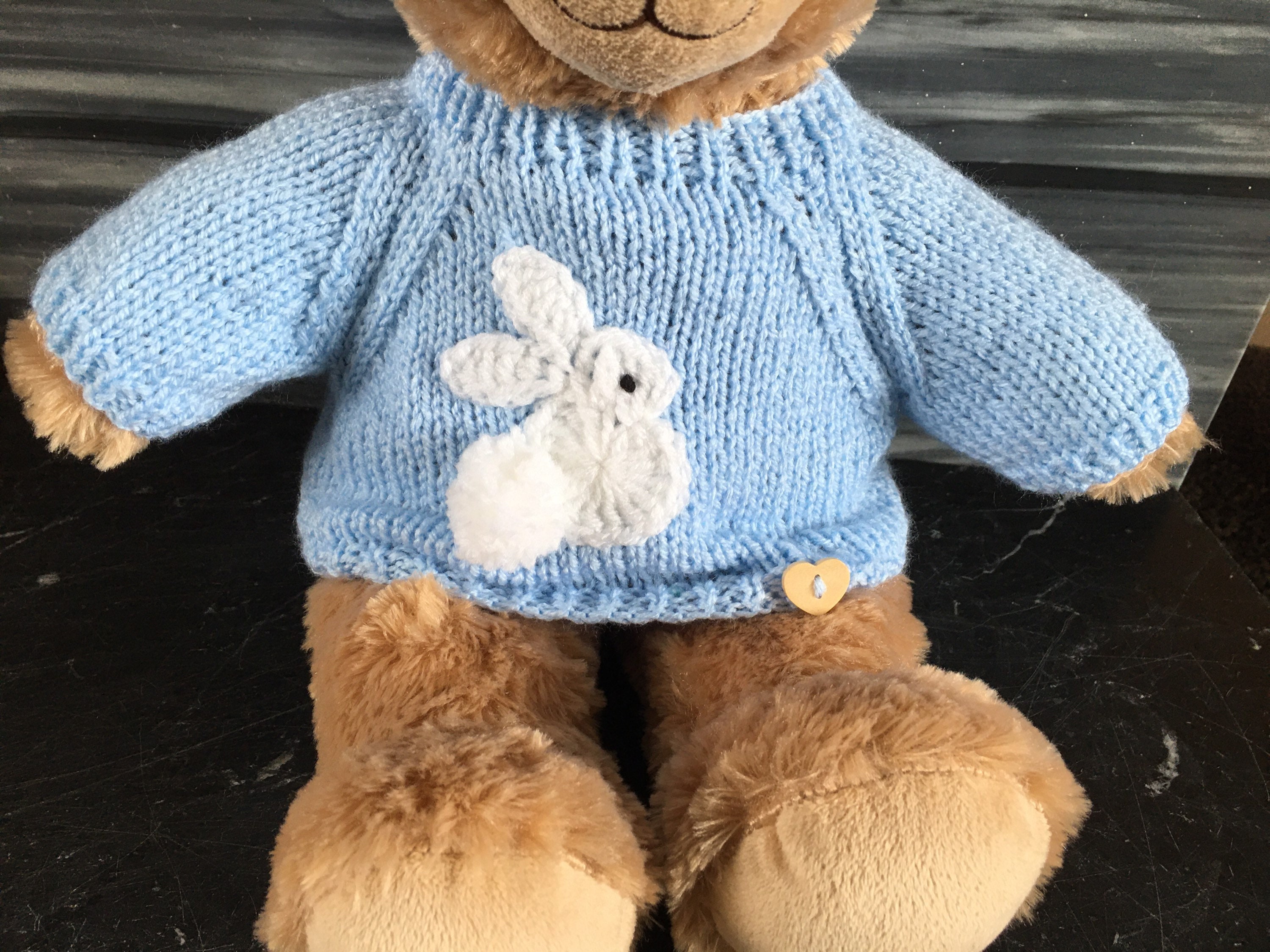 Teddy bear clothes. Hand knitted Bunny jumper for a Etsy