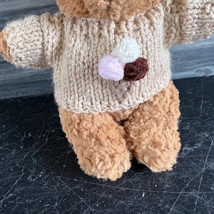 TINY sized teddy bear clothes. Hand knitted ice cream jumper for a 20-23cm (8-9” ) teddy.