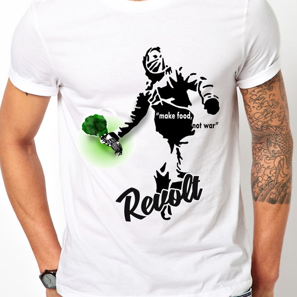 Urban Farming Hydroponics T-Shirt "Revolt" "Make food, not war"