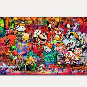 Super Mario Bros. Canvas Art: &#39;Warp 9&#39; Graffiti Style (36x24)