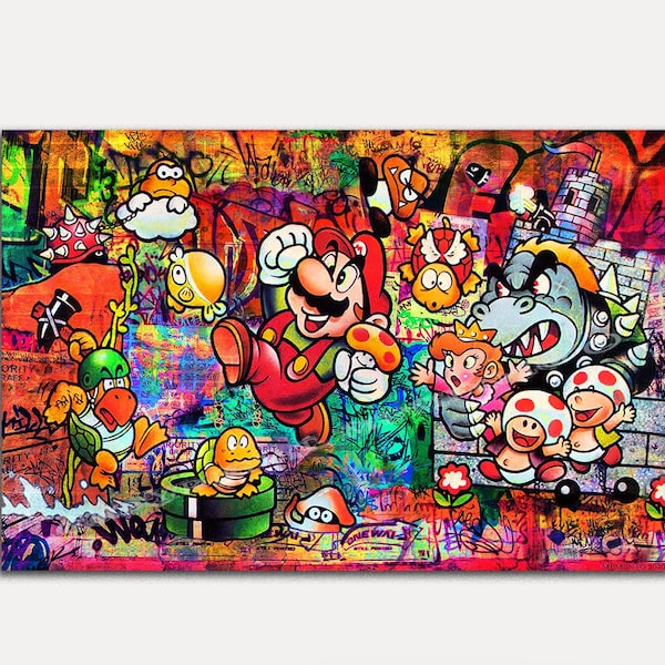 NEW ! Super Mario  "Warp 9"  Original art by Memento  36x24 Ready to Hang Canvas- Nintendo -wii - Super Mario brothers