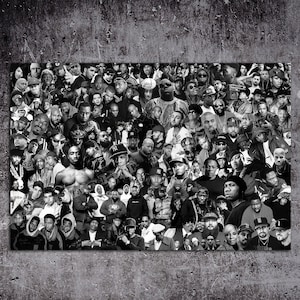 Rap Legends Rap stars Collage &quot;King List&quot; by MEMENTO 2019 Over 100 Rap legends , Kings of Hip Hop- Ready to Hang 40x26 Canvas
