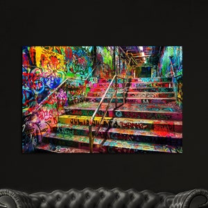 Graffiti Stairs Amazing HUGE 40x26 Ready to hang High quality Canvas -Street art- Graf -Graffiti art