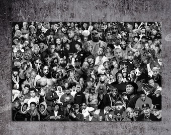 Rap Legends Rap stars Collage &quot;King List&quot; by MEMENTO 2019 Over 100 Rap legends , Kings of Hip Hop- Ready to Hang 36x24 Canvas
