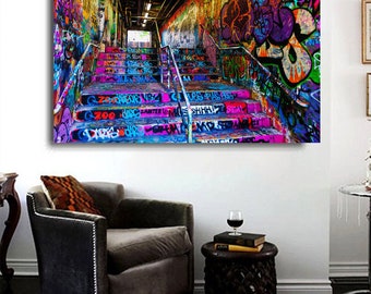 Street art print large satin photo melbourne hosier lane 36/"x24/"
