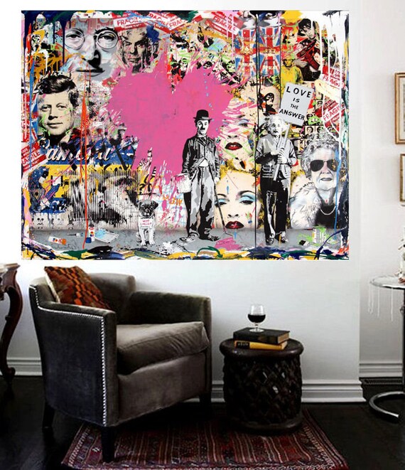 BANKSY POSTER GRAFFITI STREET ART COLLAGE WALL LARGE IMAGE GIANT
