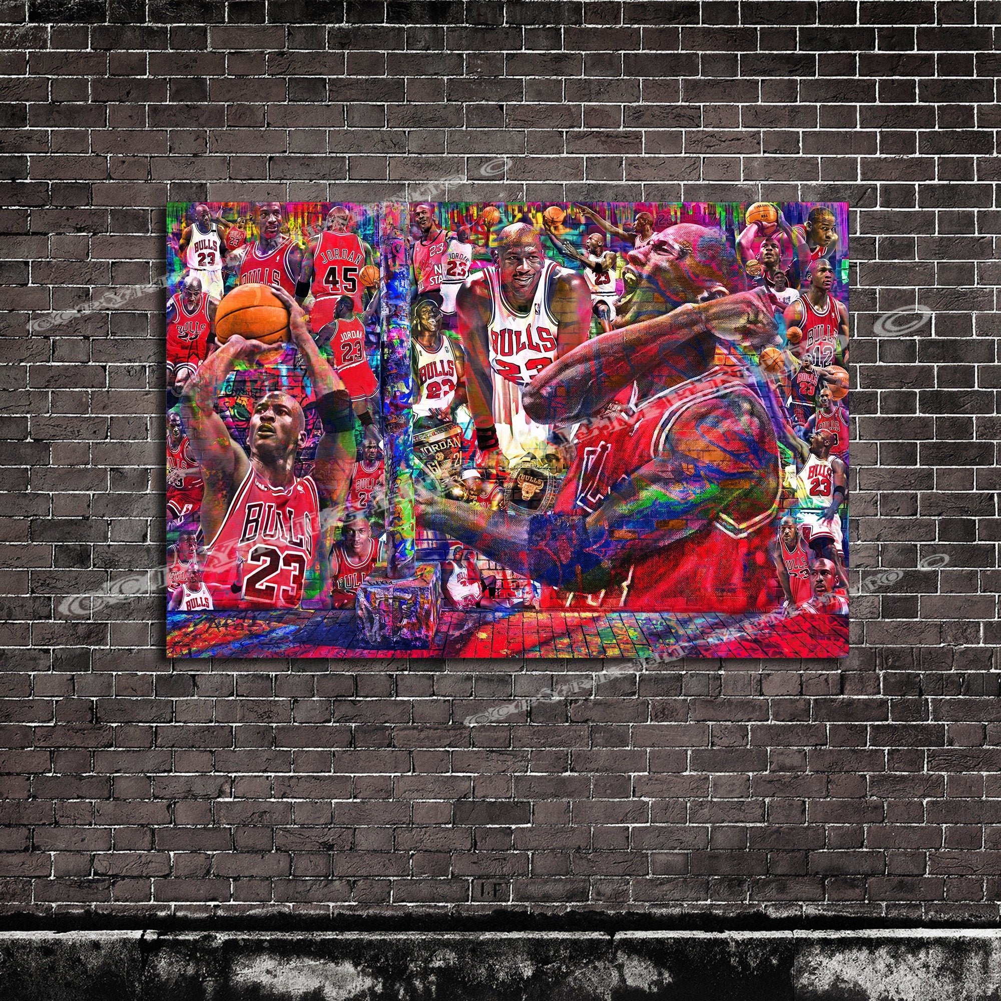 New Michael Jordan 23 Graffiti Bulls Collage last Etsy
