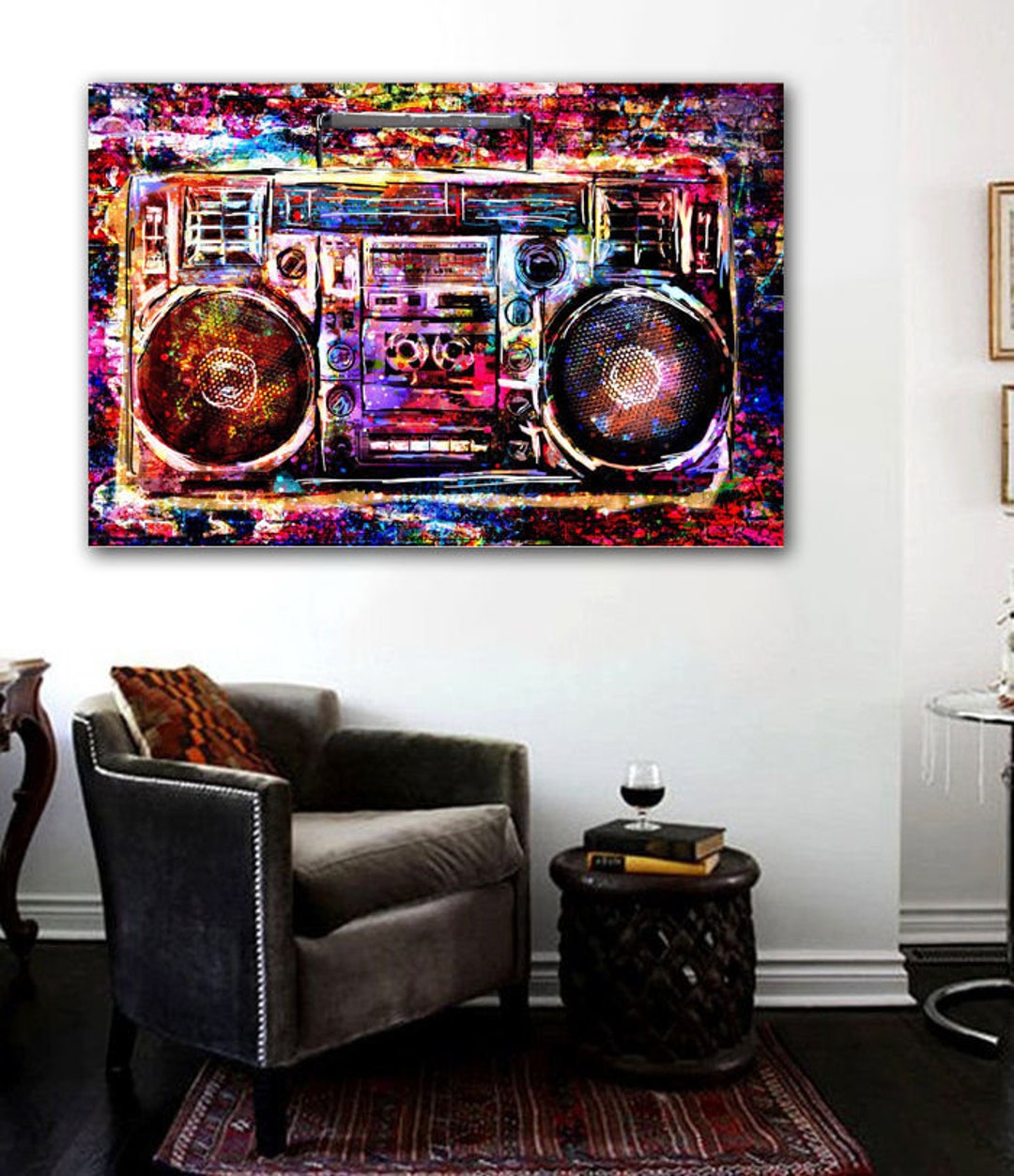 Boombox Graffiti Street Art Canvas amazing Colors 40x26 Etsy
