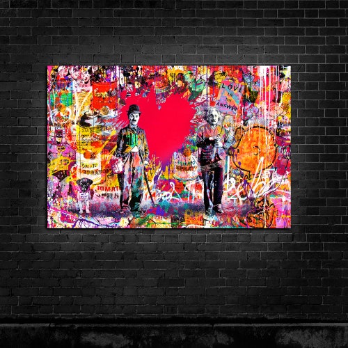 NEW Banksy RED Collage Street shops Art Canvas Print Huge 36x24 -Ready to Hang Canvas print - Vol. 8 Ready to Hang-Insane Print