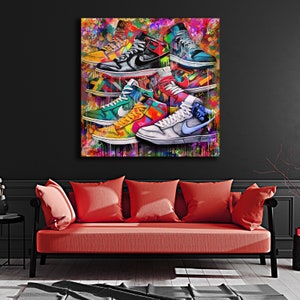 Sneakerhead Graffiti Art Kicks 30x30 Ready to Hang HD Canvas Original ...