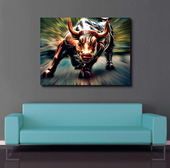 Pick Size Wall Street Bull Market Art Canvas or Glossy Wolf of Wall Street