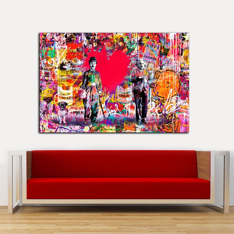 NEW Banksy RED Collage Street shops Art Canvas Print Huge 36x24 -Ready to Hang Canvas print - Vol. 8 Ready to Hang-Insane Print