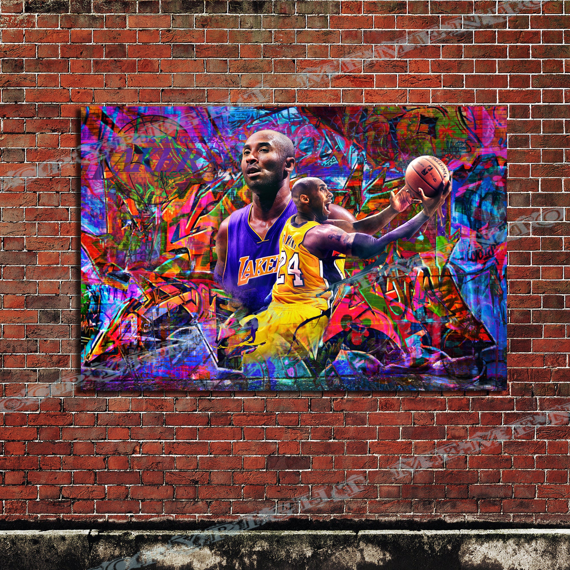 Kobe Bryant Dunk Graffiti Collage 8 vs Kobe 24 Lakers 36x24 Etsy