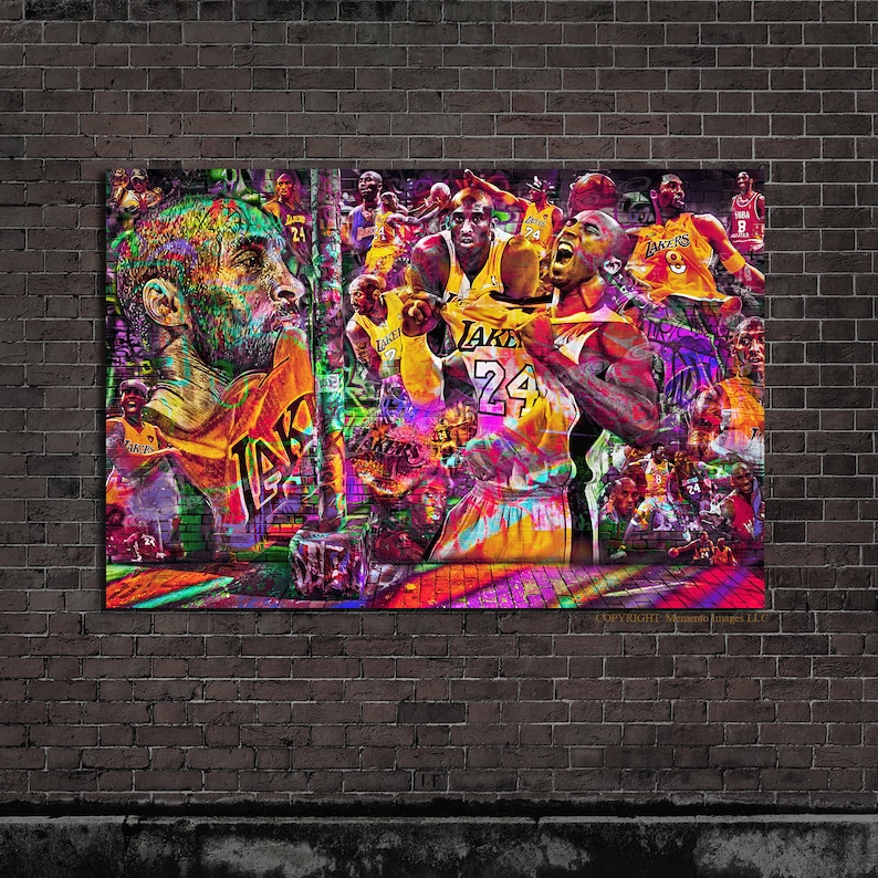 NEW Purple COLOR Kobe Bryant 24 Graffiti Lakers Collage | Etsy