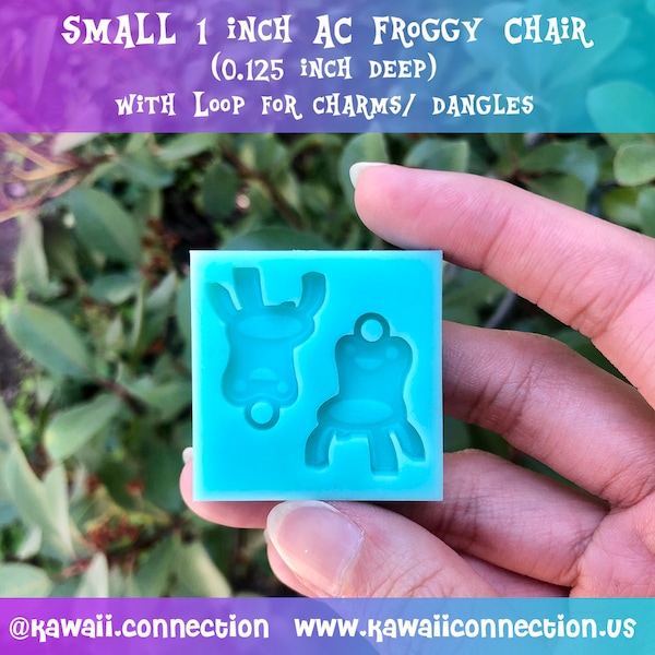 SMALL 1-inch tall (0.125 inch deep) Kawaii Frog Chair Charm w Loop Silicone Mold Palette for Resin Stitch Marker Zipper Pull Earrings DIY