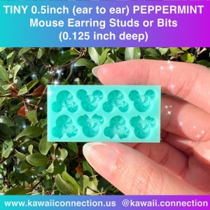 TINY 0.5 inch (ear to ear) Peppermint Mouse Head Silicone Mold for Resin Stud Earrings Shaker Bits DIY