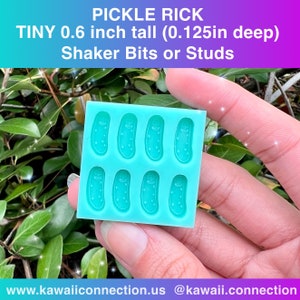 TINY 0.6 inch tall Science Fiction Pickle Earring Studs or Shaker Bits (0.125inch deep) Silicone Mold Palette for Custom Resin
