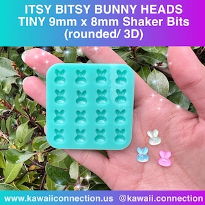 ITSY BITSY 9mm x 8mm Bunny Heads (Domed and Shiny) Silicone Mold Palette for Resin or Clay Stud Earrings Charms Shaker Cabochons