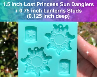 1.5 inch Sun Dangle Charms w Loop (0.125 inch deep) + 0.75 inch Lanterns from Lost Princess Resin Silicone Mold Palette for Earrings