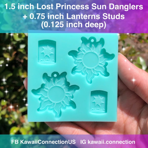 1.5 inch Sun Dangle Charms w Loop (0.125 inch deep) + 0.75 inch Lanterns from Lost Princess Resin Silicone Mold Palette for Earrings