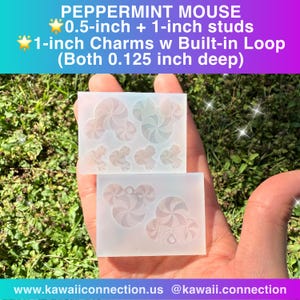 Peppermint Candy Mouse (Charm or Flat Studs options) Silicone Mold for Custom Resin Christmas Holiday Charms Earrings Shaker Bits