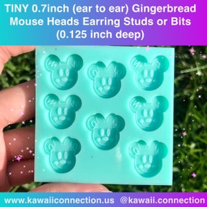 TINY 0.7 inch (ear to ear) Gingerbread Mouse Head Silicone Mold for Resin Stud Earrings Shaker Bits DIY